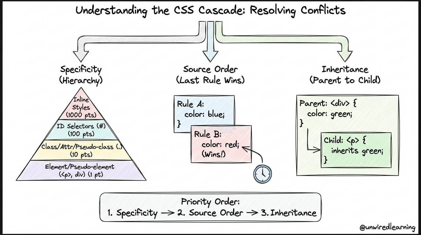 CSS cascading specificity priority diagram - css hoạt động như thế nào? cơ chế "cascading" và thứ tự ưu t 2026 - keymarketing